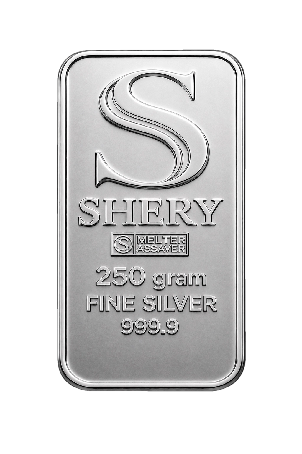 SHERY 250 г — слиток серебра, лицевая сторона