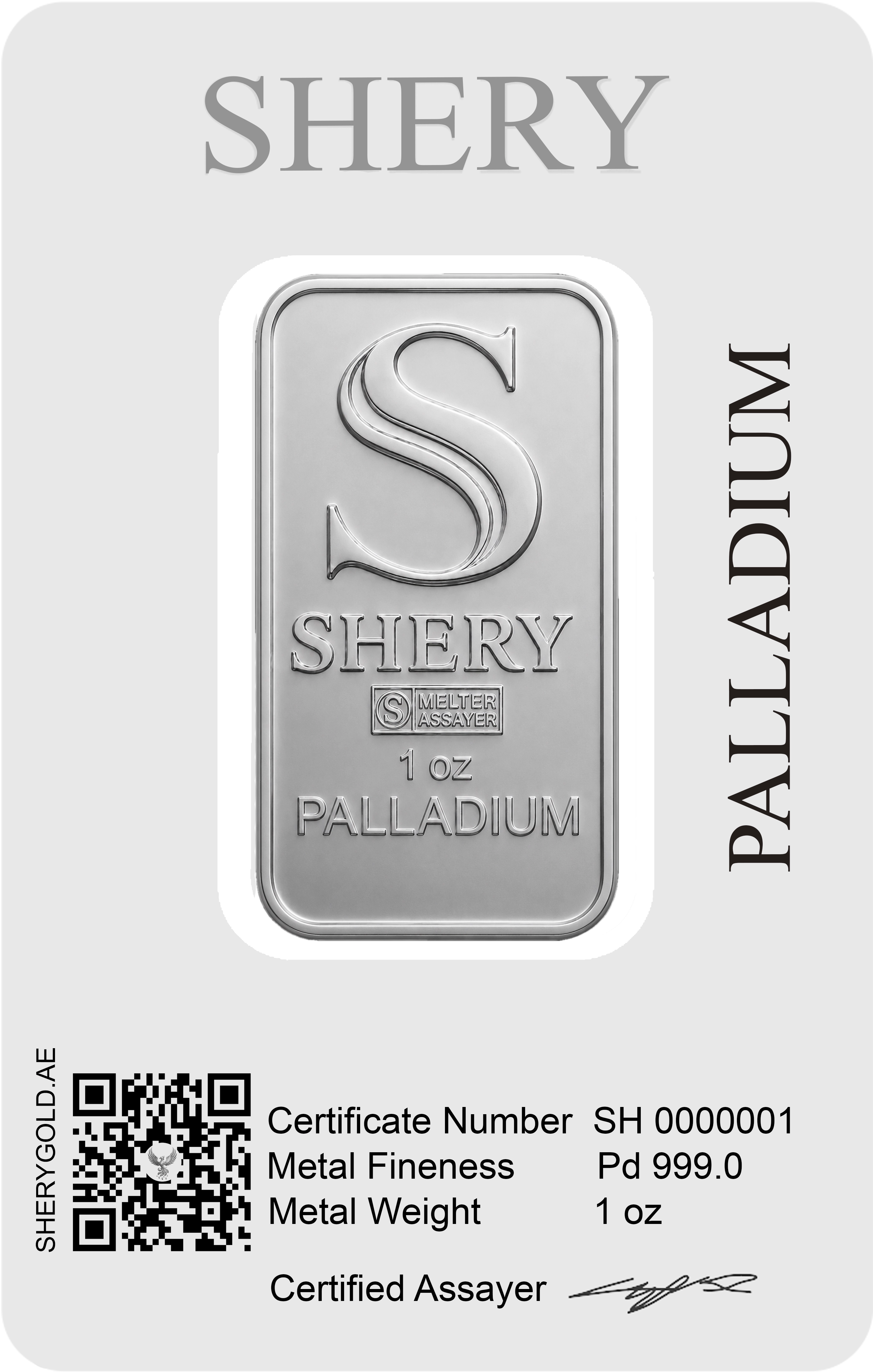 SHERY 1 oz — упаковка палладия, оборотная сторона